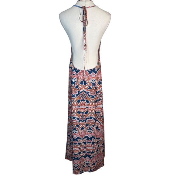 NEW Bohemian Paisley Halter Maxi Dress Open Back & Adjustable Ties - Picture 5 of 10